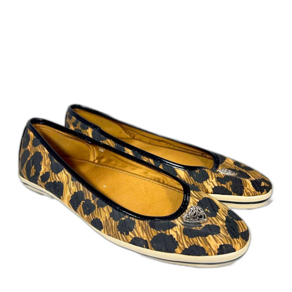 Brighton cheetah print sneaker slip on sliver heart size 8 style spots - Picture 1 of 8